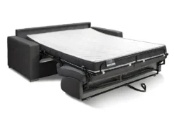 Canapé 3 Places Convertible Express En Velours CALITO - Anthracite - Couchage 140 Cm - Matelas 14 Cm Avec Mémoire De Forme DUNLOPILLO -Canapé Soldes Boutique canape 490375