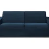 Canapé 4 Places Convertible Express En Velours CALITO - Bleu Nuit - Couchage 160 Cm - Matelas 14 Cm