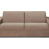 Canapé 4 Places Convertible Express En Velours CALITO - Beige - Couchage 160 Cm - Matelas 18 Cm