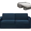 Canapé 4 Places Convertible Express En Velours CALITO - Bleu Nuit - Couchage 160 Cm - Matelas 18 Cm