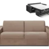 Canapé 4 Places Convertible Express En Velours CALITO - Beige - Couchage 160 Cm - Matelas 14 Cm Avec Mémoire De Forme DUNLOPILLO