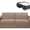 Canapé 4 Places Convertible Express En Velours CALITO - Beige - Couchage 160 Cm - Matelas 16 Cm Avec Mousse à Mémoire De Forme DUNLOPILLO