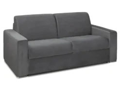 Canapé 2 Places Convertible Express En Velours CALITO - Anthracite - Couchage Lattes Larges 120 Cm - Matelas 14 Cm Avec Mémoire De Forme DUNLOPILLO -Canapé Soldes Boutique canape 490575