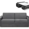 Canapé 4 Places Convertible Express En Velours CALITO -Anthracite - Couchage 160 Cm - Matelas 16 Cm Avec Mousse à Mémoire De Forme DUNLOPILLO