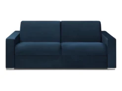 Canapé 4 Places Convertible Express En Velours CALITO - Bleu Nuit - Couchage 160 Cm - Matelas 18 Cm Avec Mémoire De Forme DUNLOPILLO -Canapé Soldes Boutique canape 490683