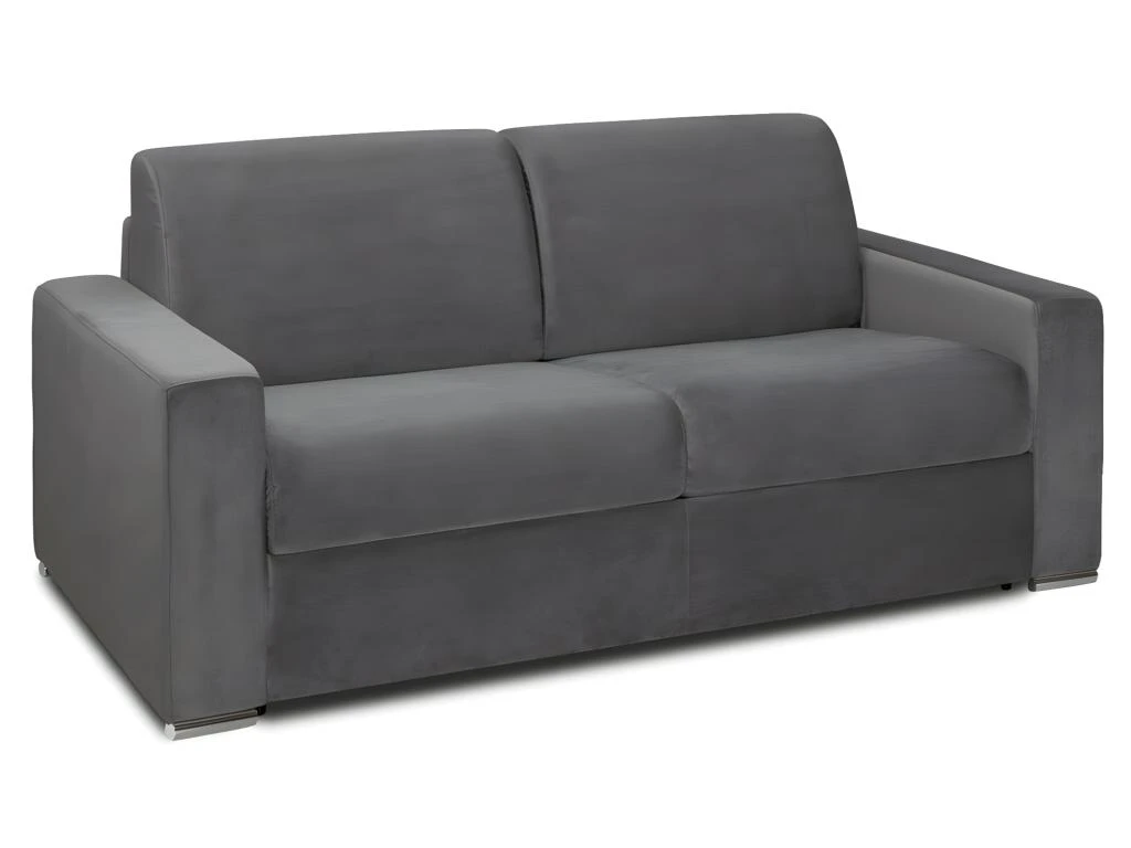 Canapé 2 Places Convertible Express En Velours CALITO - Anthracite - Couchage Lattes Larges 120 Cm - Matelas 18 Cm Avec Mémoire De Forme DUNLOPILLO 5 Canapé 2 Places Convertible Express En Velours CALITO - Anthracite - Couchage Lattes Larges 120 Cm - Matelas 18 Cm Avec Mémoire De Forme DUNLOPILLO – Image 5