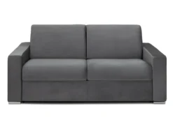 Canapé 3 Places Convertible Express En Velours CALITO - Anthracite - Couchage Lattes Larges 140 Cm - Matelas 16 Cm Avec Mousse à Mémoire De Forme DUNLOPILLO -Canapé Soldes Boutique canape 490849