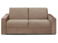 Canapé 3 Places Convertible Express En Velours CALITO - Beige - Matelas DUNLOPILLLO 18 Cm Avec Mémoire De Forme DUNLOPILLO - Couchage Lattes Larges 140 Cm -Canapé Soldes Boutique canape 490929