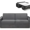 Canapé 4 Places Convertible Express En Velours CALITO - Anthracite - Couchage Lattes Larges 160 Cm - Matelas 14 Cm Avec Mémoire De Forme DUNLOPILLO