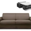 Canapé 4 Places Convertible Express En Tissu CALITO - Marron - Couchage 160 Cm - Matelas 22 Cm Avec Mémoire De Forme DUNLOPILLO