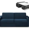 Canapé 4 Places Convertible Express En Velours CALITO - Bleu Nuit - Couchage Lattes Larges 160 Cm - Matelas 16 Cm Avec Mousse à Mémoire De Forme DUNLOPILLO