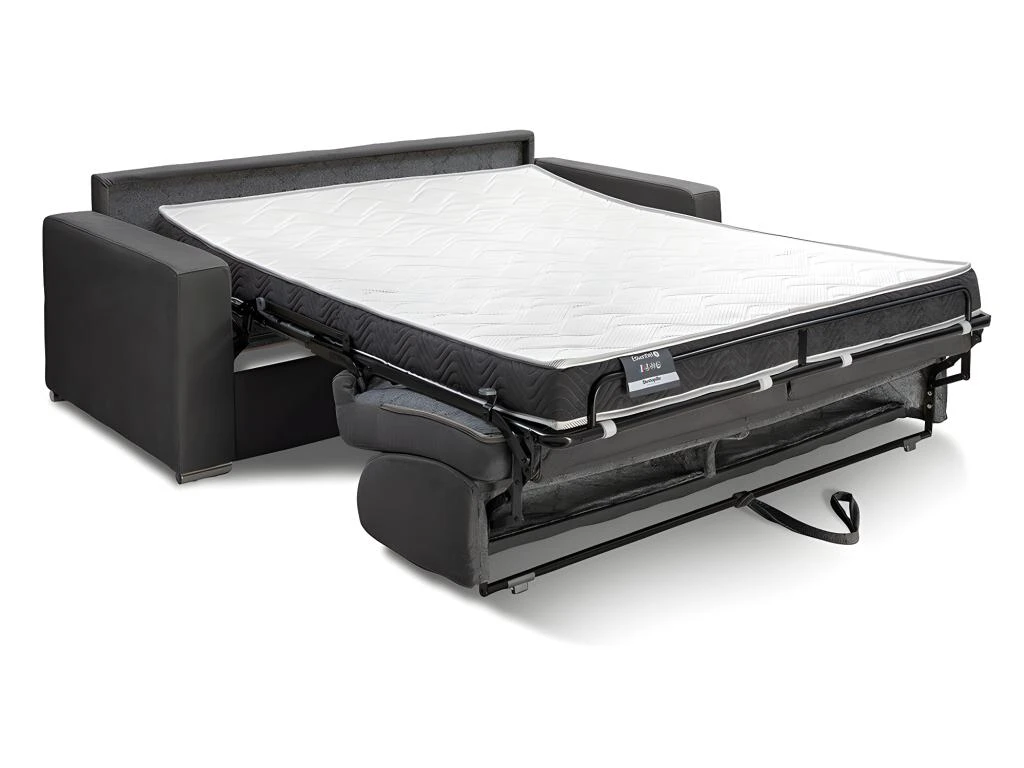 Canapé 2 Places Convertible Express En Velours CALITO - Bleu Nuit - Couchage Lattes Larges 120 Cm - Matelas 14 Cm Avec Mémoire De Forme DUNLOPILLO 2 Canapé 2 Places Convertible Express En Velours CALITO - Bleu Nuit - Couchage Lattes Larges 120 Cm - Matelas 14 Cm Avec Mémoire De Forme DUNLOPILLO – Image 2