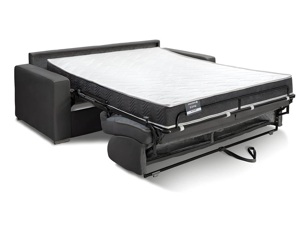 Canapé 2 Places Convertible Express En Velours CALITO - Anthracite - Couchage Lattes Larges 120 Cm - Matelas 18 Cm Avec Mémoire De Forme DUNLOPILLO 2 Canapé 2 Places Convertible Express En Velours CALITO - Anthracite - Couchage Lattes Larges 120 Cm - Matelas 18 Cm Avec Mémoire De Forme DUNLOPILLO – Image 2
