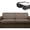 Canapé 4 Places Convertible Express En Tissu CALITO - Marron - Couchage Lattes Larges 160 Cm - Matelas 16 Cm Avec Mousse à Mémoire De Forme DUNLOPILLO