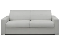 Canapé 4 Places Convertible Express En Tissu CALITO - Gris - Couchage Lattes Larges 160 Cm - Matelas 22 Cm Avec Mémoire De Forme DUNLOPILLO