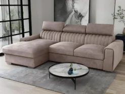 Canapé D'angle Gauche Convertible En Tissu Taupe LARICA De PASCAL MORABITO -Canapé Soldes Boutique canape 492745