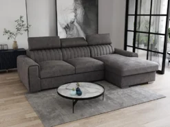 Canapé D'angle Droit Convertible En Tissu Gris Anthracite LARICA De PASCAL MORABITO -Canapé Soldes Boutique canape 492755