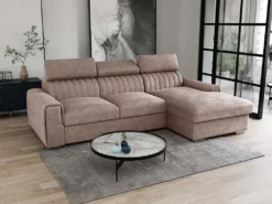 Canapé D'angle Droit Convertible En Tissu Taupe LARICA De PASCAL MORABITO