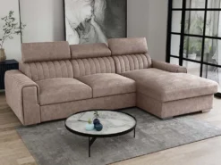 Canapé D'angle Droit Convertible En Tissu Taupe LARICA De PASCAL MORABITO -Canapé Soldes Boutique canape 492797