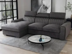 Canapé D'angle Gauche Convertible En Tissu Gris Anthracite LARICA De PASCAL MORABITO -Canapé Soldes Boutique canape 492801