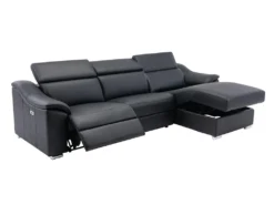 Canapé D'angle Relax électrique En Cuir Supérieur Noir PEDRERA - Angle Droit -Canapé Soldes Boutique canape 493361