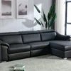 Canapé D'angle Relax électrique En Cuir Supérieur Noir PEDRERA - Angle Droit