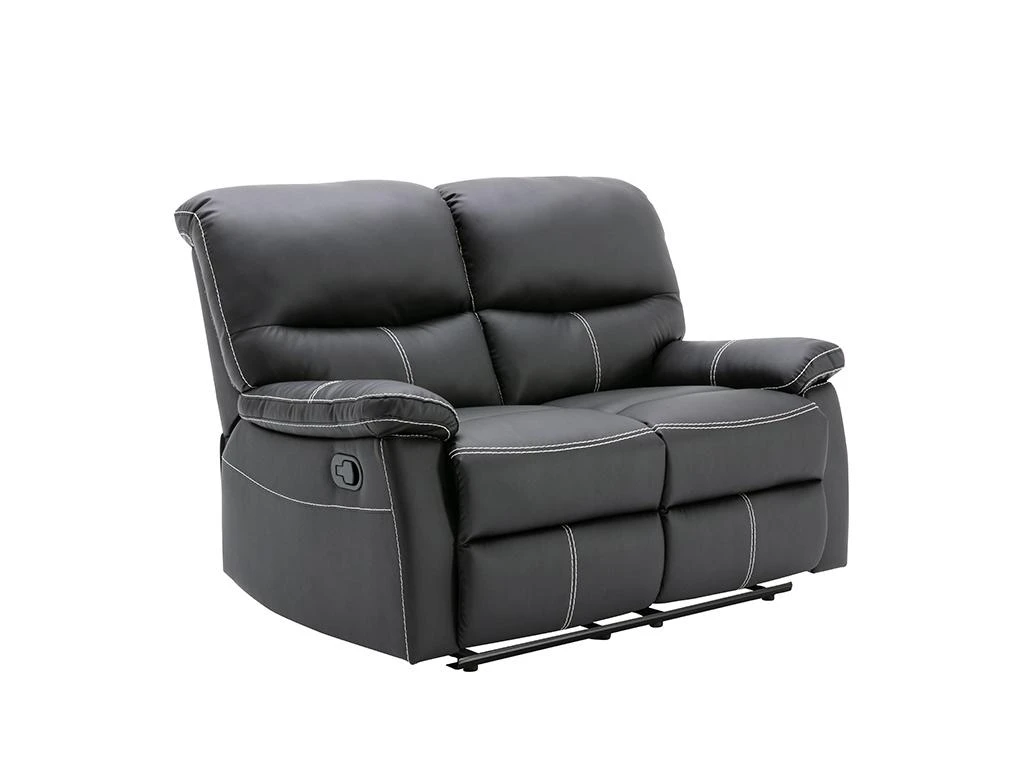 Canapé 2 Places Relax En Simili Noir CANBY 3 Canapé 2 Places Relax En Simili Noir CANBY – Image 3