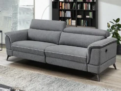 Canapé 3 Places Relax électrique En Tissu Gris MACARI