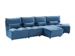 Canapé D'angle Relax électrique Modulable En Velours Bleu Canard JUDIE -Canapé Soldes Boutique canape 496595