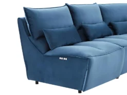 Canapé D'angle Relax électrique Modulable En Velours Bleu Canard JUDIE -Canapé Soldes Boutique canape 496599