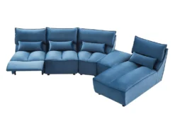 Canapé D'angle Relax électrique Modulable En Velours Bleu Canard JUDIE -Canapé Soldes Boutique canape 496601