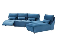 Canapé D'angle Relax électrique Modulable En Velours Bleu Canard JUDIE -Canapé Soldes Boutique canape 496603