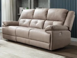 Canapé 3 Places Relax électrique En Tissu Taupe DOLENE