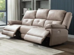 Canapé 3 Places Relax électrique En Tissu Taupe DOLENE -Canapé Soldes Boutique canape 497147
