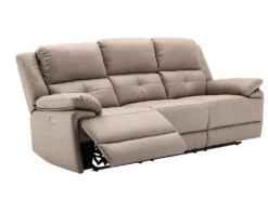 Canapé 3 Places Relax électrique En Tissu Taupe DOLENE -Canapé Soldes Boutique canape 497149
