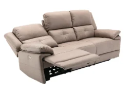 Canapé 3 Places Relax électrique En Tissu Taupe DOLENE -Canapé Soldes Boutique canape 497151