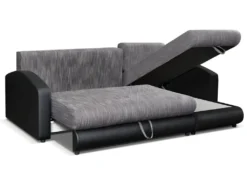 Canapé D'angle Convertible Et Réversible En Simili Et Tissu PIANA - Gris Chiné Et Noir 17 Canapé D'angle Convertible Et Réversible En Simili Et Tissu PIANA - Gris Chiné Et Noir -Canapé Soldes Boutique canape 497327