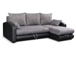 Canapé D'angle Convertible Et Réversible En Simili Et Tissu PIANA - Gris Chiné Et Noir 14 Canapé D'angle Convertible Et Réversible En Simili Et Tissu PIANA - Gris Chiné Et Noir -Canapé Soldes Boutique canape 497329