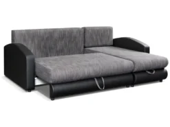 Canapé D'angle Convertible Et Réversible En Simili Et Tissu PIANA - Gris Chiné Et Noir 13 Canapé D'angle Convertible Et Réversible En Simili Et Tissu PIANA - Gris Chiné Et Noir -Canapé Soldes Boutique canape 497331