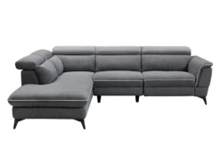 Canapé D'angle Gauche Relax électrique En Tissu Gris COPOLI -Canapé Soldes Boutique canape 497563