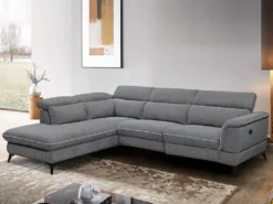 Canapé D'angle Gauche Relax électrique En Tissu Gris COPOLI