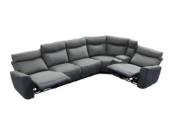 Canapé D'angle Réversible Relax électrique En Tissu Gris Clair Et Anthracite DAMON -Canapé Soldes Boutique canape 497997