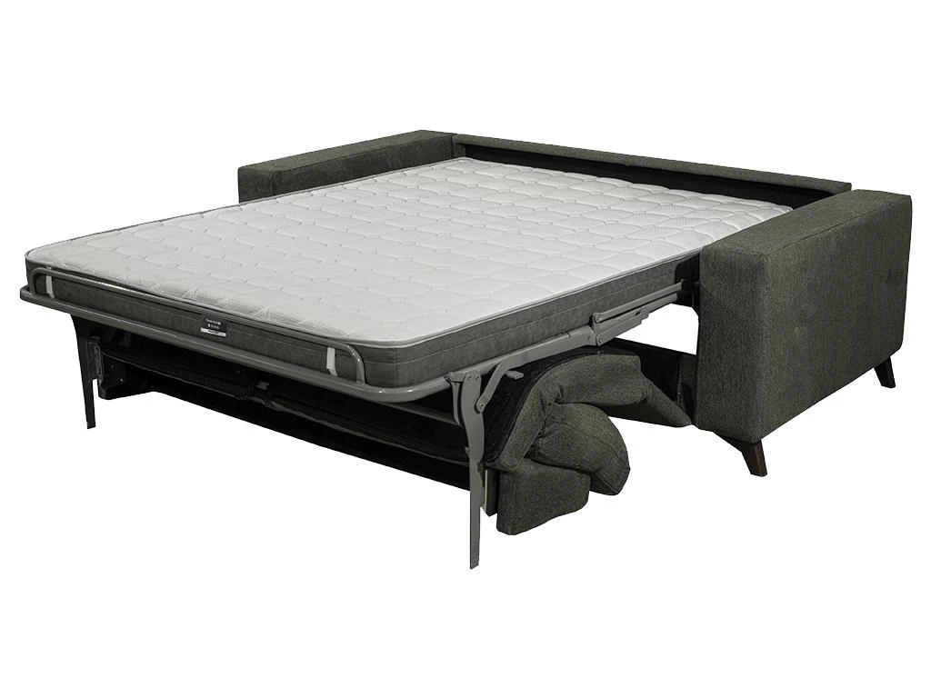 Canapé 3 Places Convertible Express En Tissu MONTASI - Vert - Couchage 140 Cm - Matelas DUNLOPILLO 14 Cm Avec Mémoire De Forme 3 Canapé 3 Places Convertible Express En Tissu MONTASI - Vert - Couchage 140 Cm - Matelas DUNLOPILLO 14 Cm Avec Mémoire De Forme – Image 3