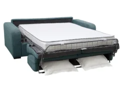 Canapé 3 Places Convertible Express En Tissu Bleu - Matelas 18cm - Couchage 140cm - BEVIS -Canapé Soldes Boutique canape 500103