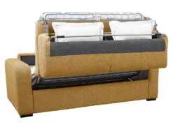 Canapé 3 Places Convertible Express En Tissu Jaune Moutarde - Matelas 14cm - Couchage 140cm - BEVIS -Canapé Soldes Boutique canape 500127