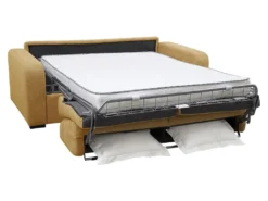 Canapé 3 Places Convertible Express En Tissu Jaune Moutarde - Matelas 14cm - Couchage 140cm - BEVIS -Canapé Soldes Boutique canape 500129