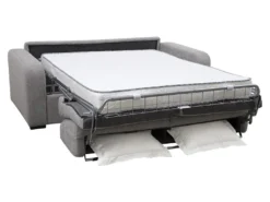 Canapé 3 Places Convertible Express En Tissu Gris - Matelas 18cm - Couchage 140cm - BEVIS -Canapé Soldes Boutique canape 500153