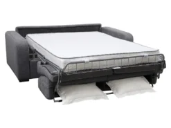 Canapé 3 Places Convertible Express En Tissu Gris Anthracite - Matelas 18cm - Couchage 140cm - BEVIS -Canapé Soldes Boutique canape 501157