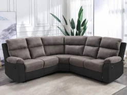 Canapé D'angle Relax Gris Et Noir En Microfibre Et Simili TOLZANO