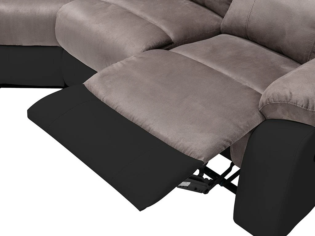Canapé D'angle Relax Gris Et Noir En Microfibre Et Simili TOLZANO 9 Canapé D'angle Relax Gris Et Noir En Microfibre Et Simili TOLZANO – Image 9